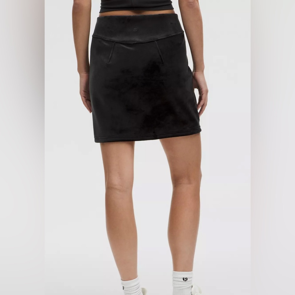 Lululemon scuba high-rise velvet miniskirt.
